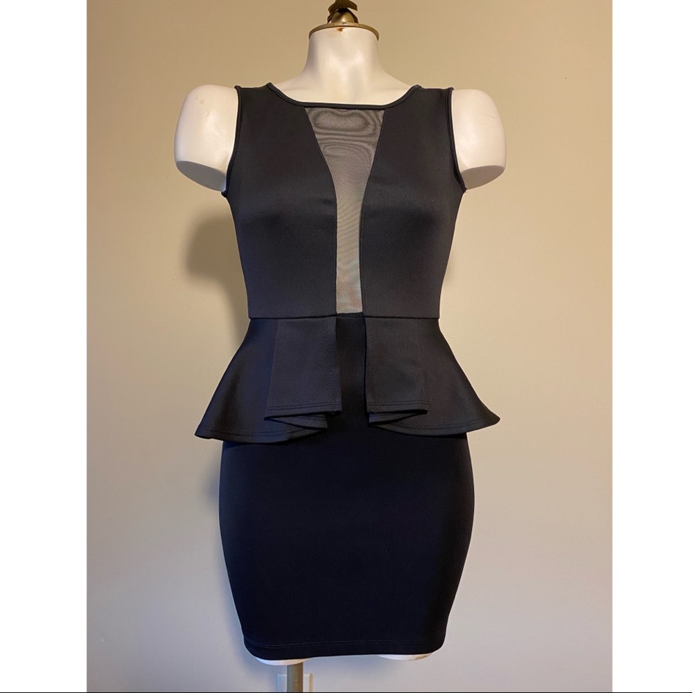 Guess Black Peplum Mini Dress XS